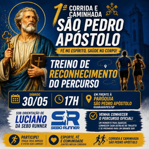 Event cover TREINO DE RECONHECIMENTO DO PERCURSO - CORRIDA E CAMINHADA  S�O PEDRO AP�STOLO