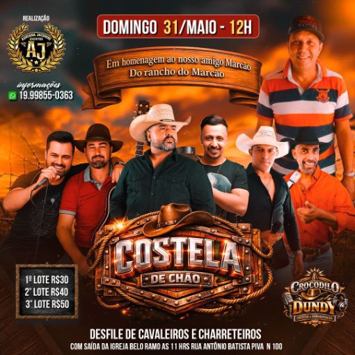 Couverture de l'�v�nement DESFILE DE CAVALEIROS E CHARRETEIROS COM SA�DA DA IGREJA BELO RAMO - COSTELA NO CH�O