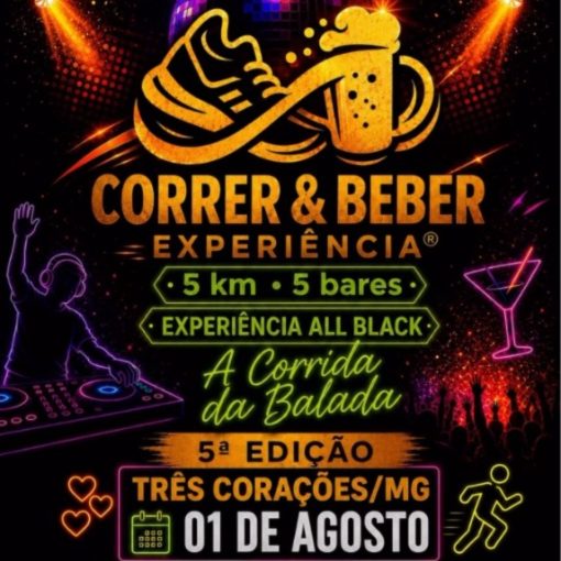 Portada del evento Correr & Beber Experiência - Três Corações MG