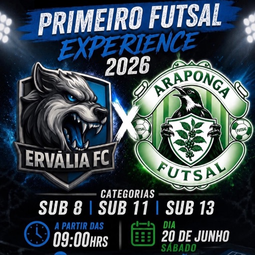 Couverture de l'événement 1º Futsal Experience 2026 - Ervalia FC x Araponga Futsal