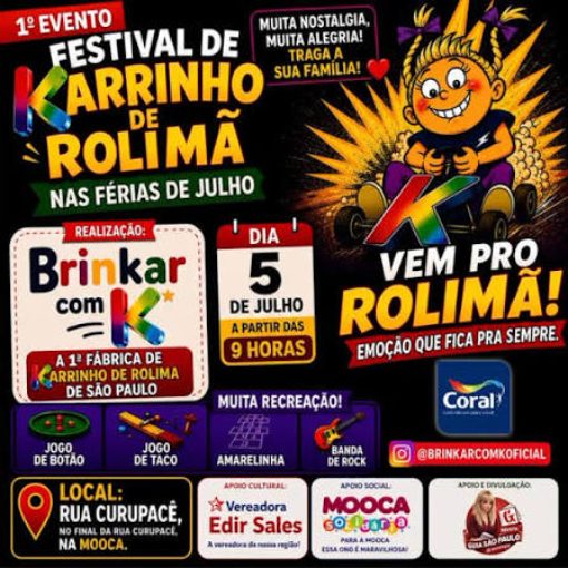 Event cover Festival de Carrinho de Rolimã da BRINKAR com K