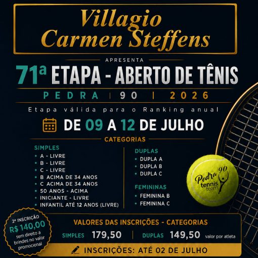Event cover 71ª ETAPA - Aberto de Tênis - Pedra 90 - Ribeirão Preto - STRANG