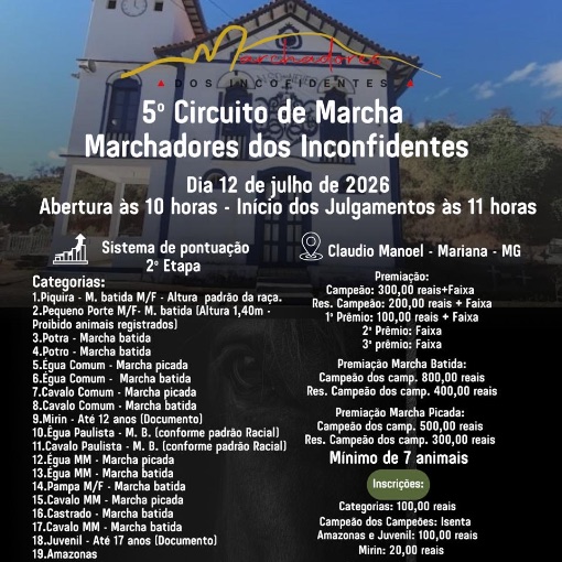 Event cover 5º Circuito Marchadores dos Inconfidentes 3ª ETAPA