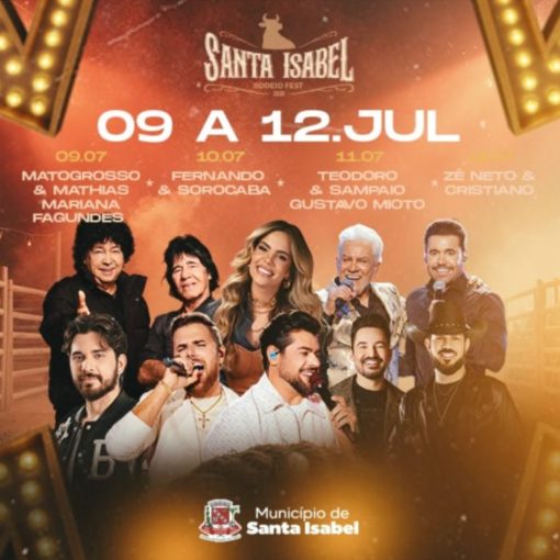 Capa do evento TEODORO E SAMPAIO / GUSTAVO MIOTO - Santa Isabel Rodeio Fest  (SÁBADO 11/07)Santa Isabel - SP- EXCLUSIVO