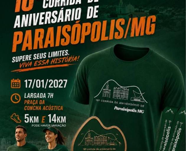 Event cover 16ª Corrida de Aniversário de Paraisópolis MG