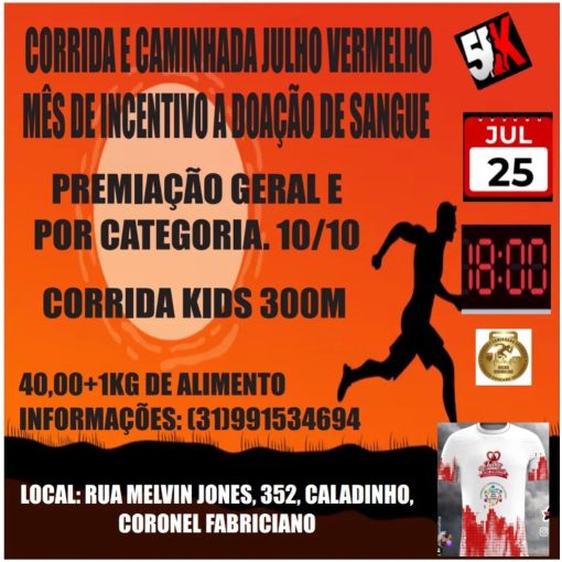 Capa do evento Corrida e Caminhada Julho Vermelho