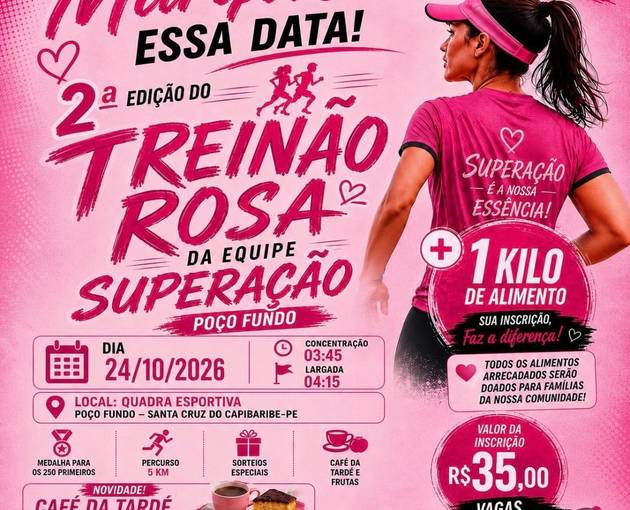 Event cover 2º Treinão Rosa Superação - Poço Fundo, SCC/PE