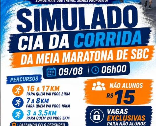 Couverture de l'événement Simulado Cia da Corrida da Meia Maratona de São Bernardo do Campo - Av. Kennedy 