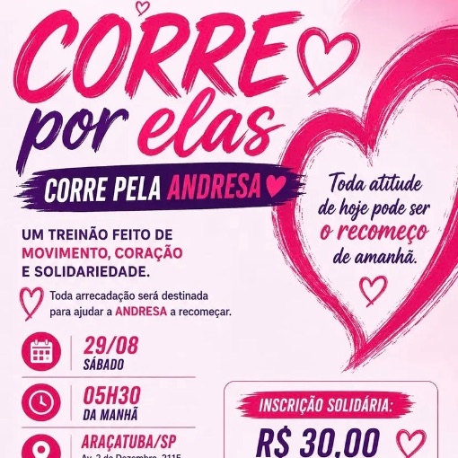Capa do evento TREINÃO CORRE POR ELAS - CORRE PELA ANDRESSA