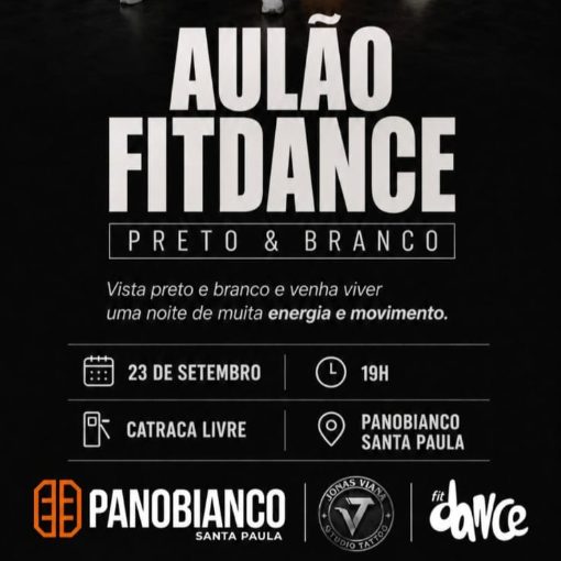 Event cover Aulão FitDance Preto e Branco Panobianco