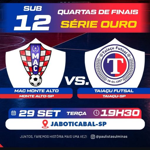Event cover Monte Alto x Taiaçu (Sub-12) (Quartas de Finais - Ouro)