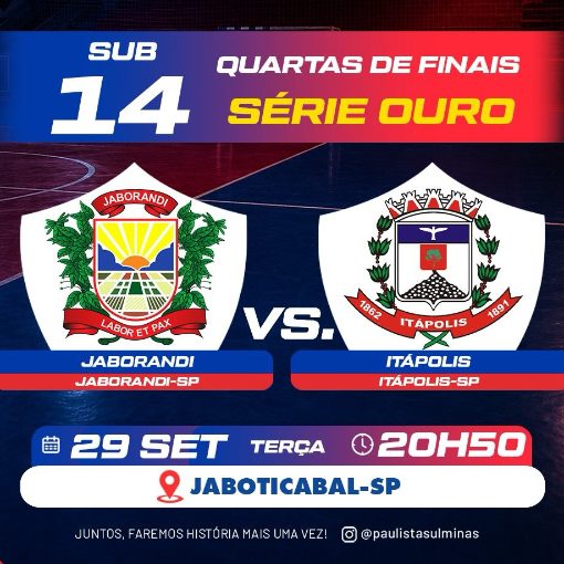 Event cover Terra Roxa ou Jaborandi x Itápolis (Sub-14) (Quartas de Finais - Ouro)