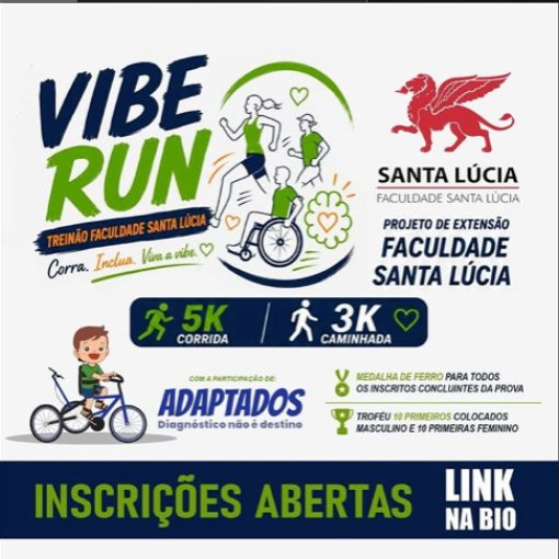 Capa do evento Treinão - Vibe Run - Faculdade Santa Lúcia - Mogi Mirim