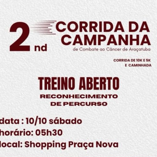 Event cover Corrida da Campanha de Combate ao Câncer - Treino Aberto