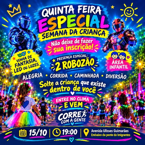 Event cover CORRE COM A GENTE NOTURNO 15.10 - ESPECIAL SEMANA DA CRIANÇA