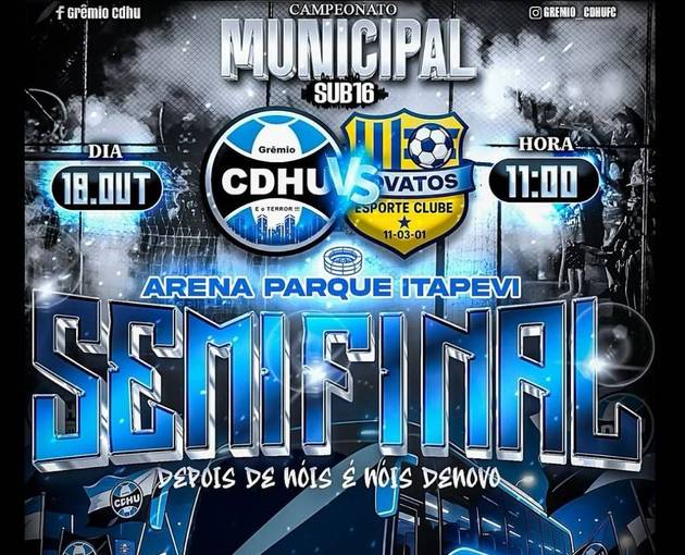 Event cover SEMIFINAL - Campeonato Municipal de Itapevi - Infantil - Sub 16 | Novatos X Grêmio CDHU