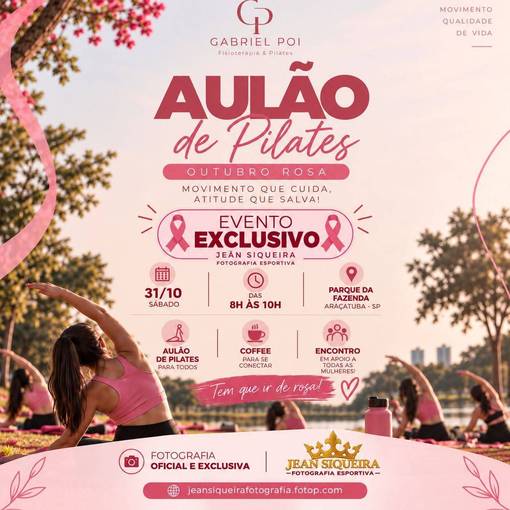 Portada de l'esdeveniment AULÃO DE PILATES - OUTUBRO ROSA