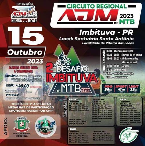 Event cover CIRCUITO REGIONAL AJM DE MTB 2023 5� ETAPA DESAFIO IMBITUVA
