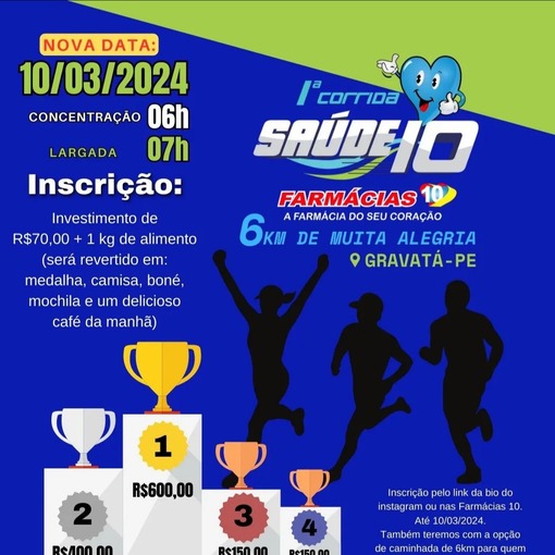Event cover 1°corrida da saúde de Gravatá 