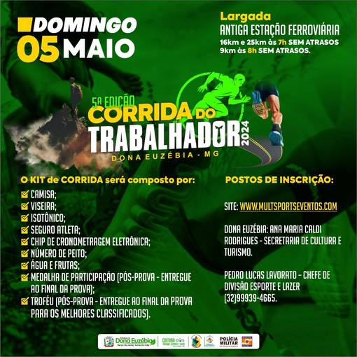 Event cover CORRIDA DO TRABALHADOR - 5 EDIO - Dona Euzbia