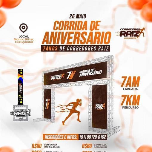 Event cover Corrida de aniversrio 7 anos Corredores Raiz 